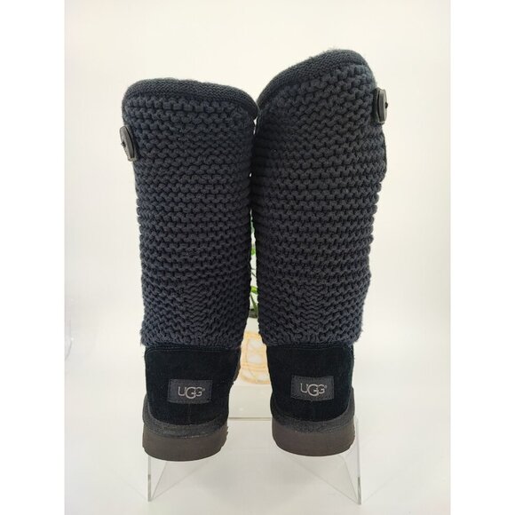 UGG Women's Australia Shaina Black Suede/Knit Boots Size 7 US - Picture 3 of 8